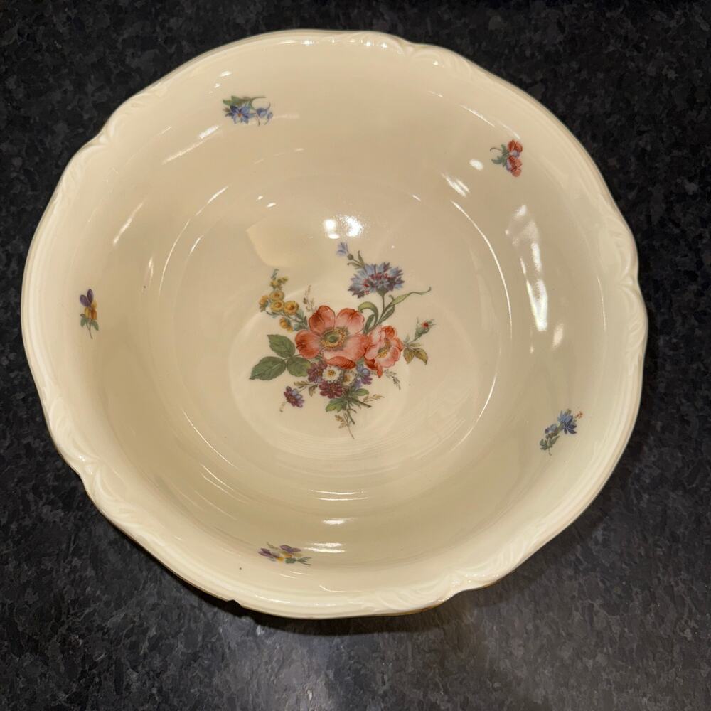 Royal Tettau Bavaria Floral Porcelain Serving Bowl Gold Trim Germany Vtg 1949